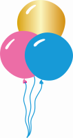 WBD Balloon Cluster (pink, blue, gold)
