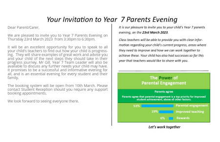 Parents evening invitation y7 b